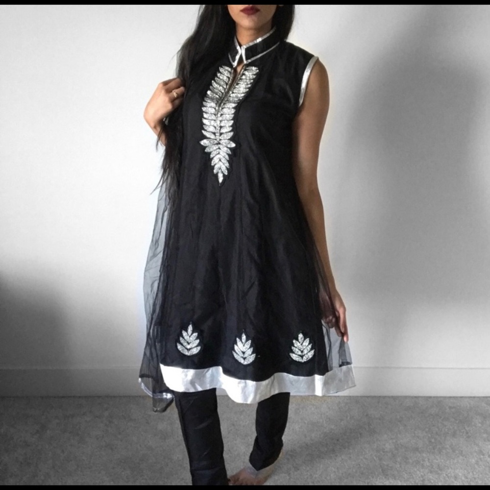 NEW! Black & silver Indian Anarkali suit
